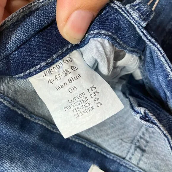 ETTELO Women's 6 Jeans Blue Mid Waisted Straight Leg Stretch Tummy Control Jeans - Picture 7 of 12